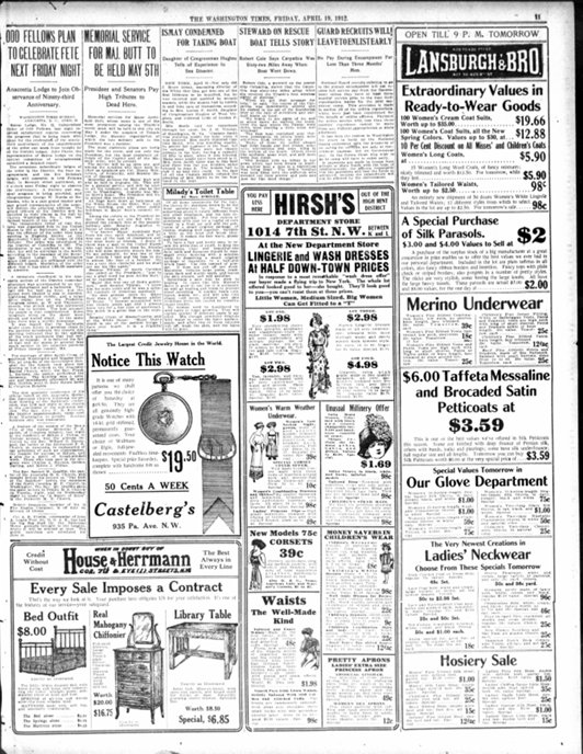 The Washington Times du 19/04/1912